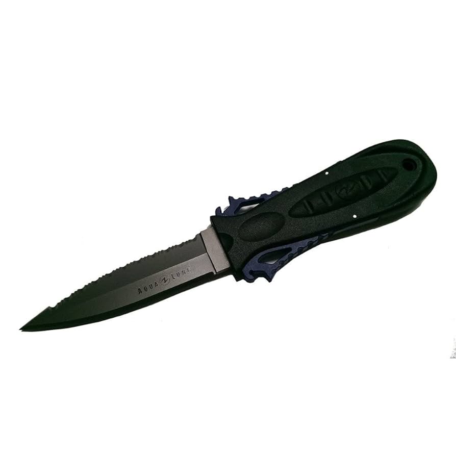 aqualung　wenoka　スクイーズロックナイフ　チタン製　レア Aqua Lung Squeeze Lock Ti - Pointed Tip Dive Knife - Blue